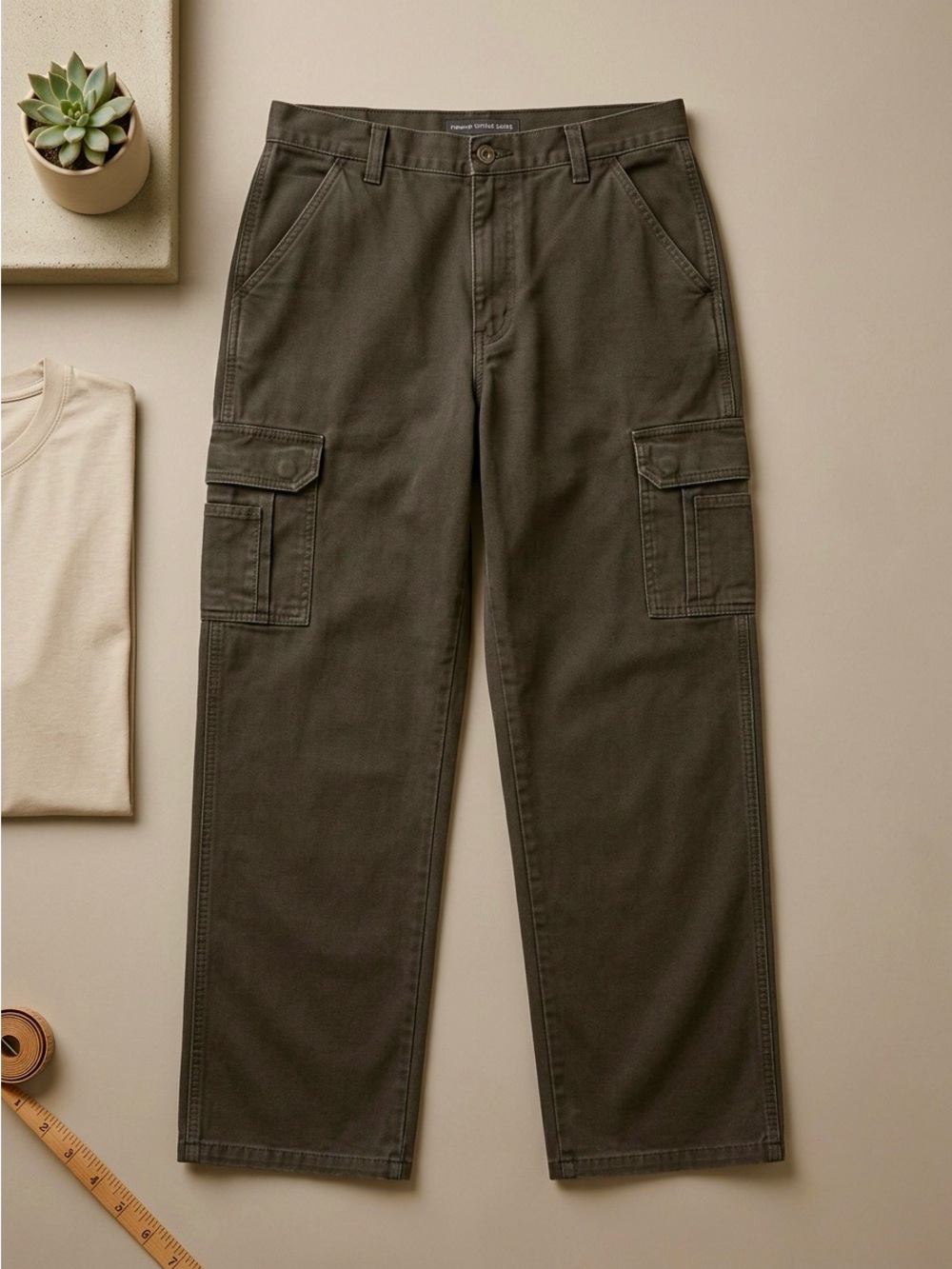 Wrangler Originals Brown Cargo Pants Men’s 32x34 100%Cotton Straight Leg Utility